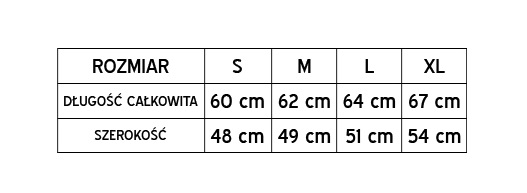Tabela rozmiarów bluza z kapturem damska Aquila