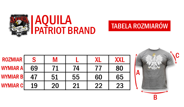 Tabela rozmiarów koszulki męskie Aquila